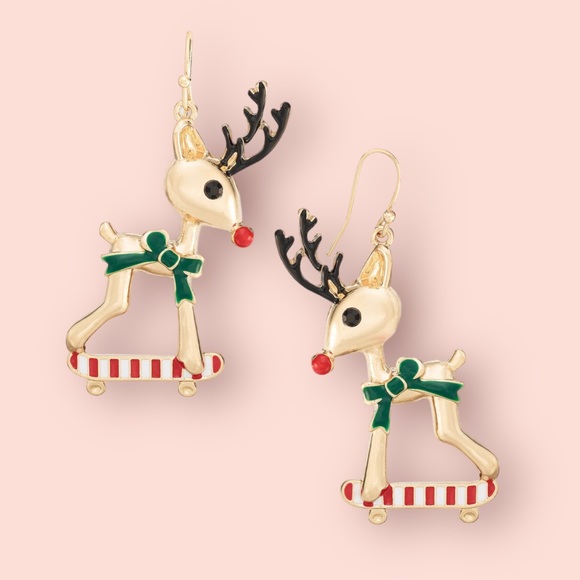 Holiday Lane Jewelry - NEW! Gold-Tone Pavé Reindeer Statement Earrings. It’s adorable!